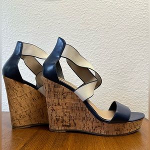 Steven Madden navy wedges with cork